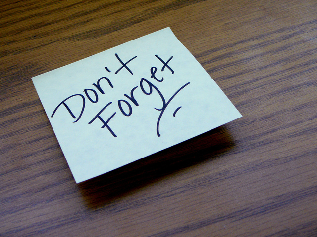notelet saying don't forget